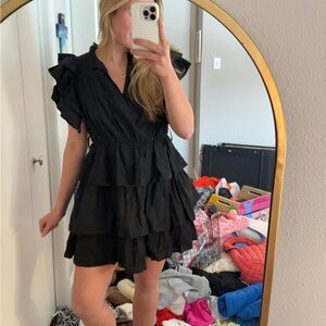 Elegant Black Ruffled Dress